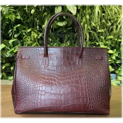 Su\u00e8i Suèi - Bag of Printed Crocodile Leather - Black - Handmade in Italy - Luxury Exclusive Collection - Avvenice