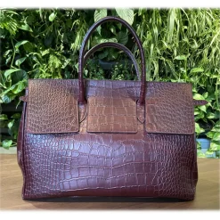Su\u00e8i Suèi - Bag of Printed Crocodile Leather - Black - Handmade in Italy - Luxury Exclusive Collection - Avvenice