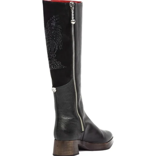 Su\u00e8i Suèi - Black Boots with Rhinestone Rooster - Black - Dark Brown - Handmade in Italy - Luxury Exclusive Collection - Avvenice^ Shoes