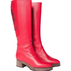 Su\u00e8i Suèi - Boots with Rhinestone Rooster - Red - Black - Handmade in Italy - Luxury Exclusive Collection - Avvenice