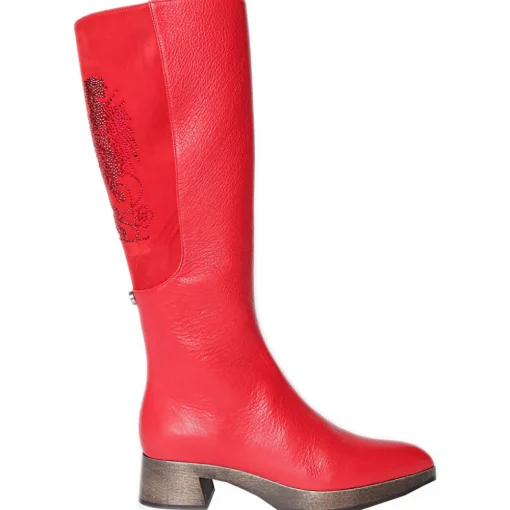 Su\u00e8i Suèi - Boots with Rhinestone Rooster - Red - Black - Handmade in Italy - Luxury Exclusive Collection - Avvenice