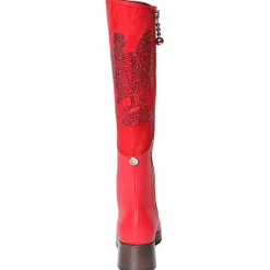 Su\u00e8i Suèi - Boots with Rhinestone Rooster - Red - Black - Handmade in Italy - Luxury Exclusive Collection - Avvenice