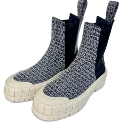 Su\u00e8i Suèi - Chelsea Boots of Branded Jacquard Colour Black - Handmade in Italy - Luxury Exclusive Collection - Avvenice