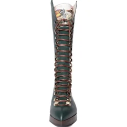 Su\u00e8i Suèi - High Lace-Ups Boots with Setters Art Printing - Handmade in Italy - Luxury Exclusive Collection - Avvenice