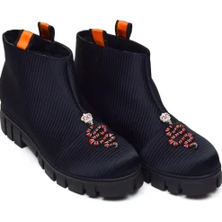 Su\u00e8i Suèi - Slip-On Boots with Snake - Orange - Black - Handmade in Italy - Luxury Exclusive Collection - Avvenice