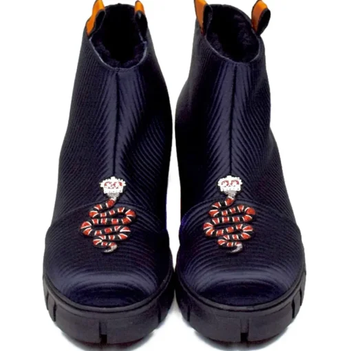 Su\u00e8i Suèi - Slip-On Boots with Snake - Orange - Black - Handmade in Italy - Luxury Exclusive Collection - Avvenice