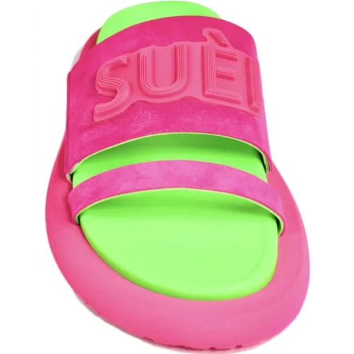 Su\u00e8i Suèi - Slippers of Suede Fuxia and Green - Handmade in Italy - Luxury Exclusive Collection - Avvenice^ Shoes