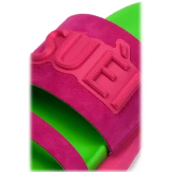 Su\u00e8i Suèi - Slippers of Suede Fuxia and Green - Handmade in Italy - Luxury Exclusive Collection - Avvenice^ Shoes
