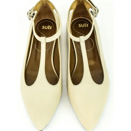 Su\u00e8i Suèi - T-bar Ballerina of Beige Calf - Handmade in Italy - Luxury Exclusive Collection - Avvenice^ Shoes