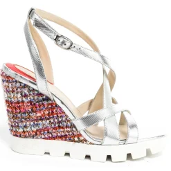 Su\u00e8i Suèi - Wedged Sandals of Multicolor Fabric - Handmade in Italy - Luxury Exclusive Collection - Avvenice^ Shoes