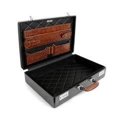TecknoMonster - Amaya L - Business Case - Briefcase in Carbon Fiber and Leather Crocodile - Brown - Luxury Collection - Avvenice^ Bags & Trolley | Bags