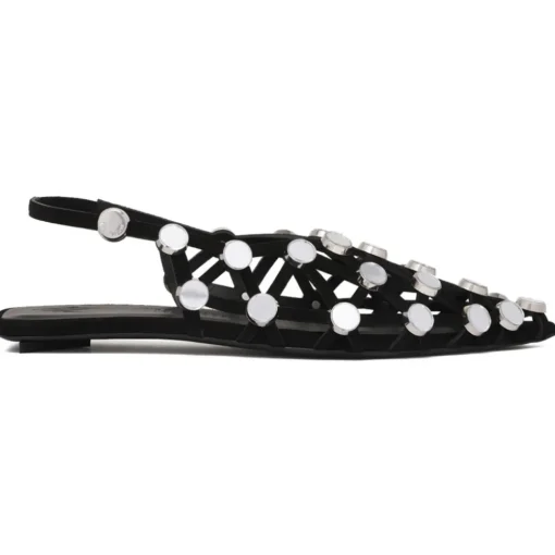 The Attico - Black Grid Ballerina Shoes - Exclusive Luxury Collection - Avvenice