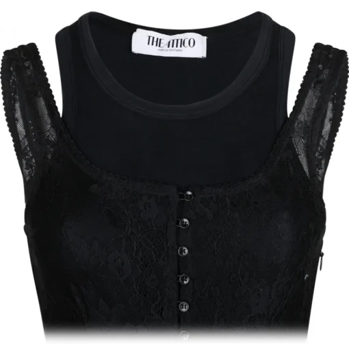 The Attico - Black Layered Tank Top - Exclusive Luxury Collection - Avvenice
