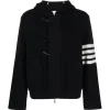 Thom Browne - Boiled Wool Half Cardigan Stitch Hooded 4-Bar Duffle Jacket - Exclusive Luxury Collection - Avvenice