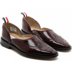 Thom Browne - Burgundy Calf Leather Slip On Brogues - Exclusive Luxury Collection - Avvenice