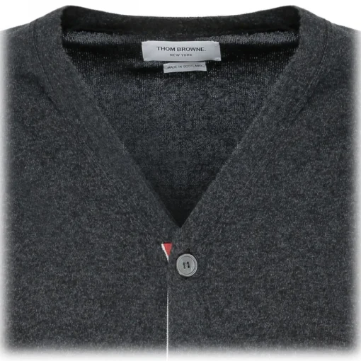 Thom Browne - Dark Grey 4-Bar Cardigan - Exclusive Luxury Collection - Avvenice^ Knitwears