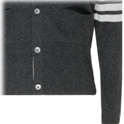 Thom Browne - Dark Grey 4-Bar Cardigan - Exclusive Luxury Collection - Avvenice^ Knitwears