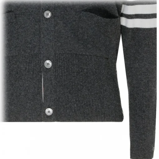 Thom Browne - Dark Grey 4-Bar Cardigan - Exclusive Luxury Collection - Avvenice^ Knitwears