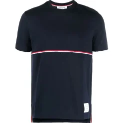 Thom Browne - Men's Navy Blue T-Shirt - Exclusive Luxury Collection - Avvenice