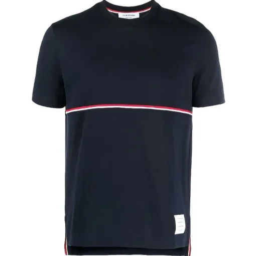 Thom Browne - Men's Navy Blue T-Shirt - Exclusive Luxury Collection - Avvenice