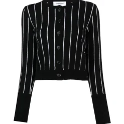 Thom Browne - Pinstripe Jacquard Cropped Crew Neck Cardigan - Exclusive Luxury Collection - Avvenice