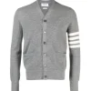 Thom Browne - Waffle Stitch High V-Neck Cardigan - Exclusive Luxury Collection - Avvenice