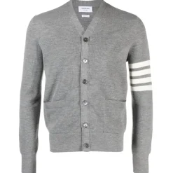 Thom Browne - Waffle Stitch High V-Neck Cardigan - Exclusive Luxury Collection - Avvenice