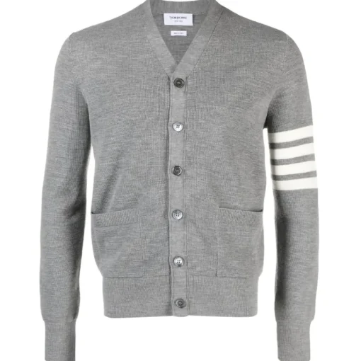 Thom Browne - Waffle Stitch High V-Neck Cardigan - Exclusive Luxury Collection - Avvenice