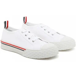 Thom Browne - White Cotton Stripe Trim Sneakers - Exclusive Luxury Collection - Avvenice^ Shoes