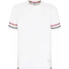 Thom Browne - White Cotton Tri Colour Striped Knit T-Shirt - Exclusive Luxury Collection - Avvenice