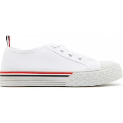Thom Browne - White Cotton Stripe Trim Sneakers - Exclusive Luxury Collection - Avvenice^ Shoes