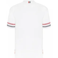 Thom Browne - White Cotton Tri Colour Striped Knit T-Shirt - Exclusive Luxury Collection - Avvenice