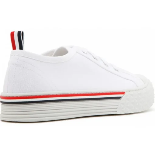 Thom Browne - White Cotton Stripe Trim Sneakers - Exclusive Luxury Collection - Avvenice^ Shoes