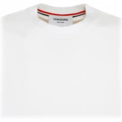 Thom Browne - White Cotton Tri Colour Striped Knit T-Shirt - Exclusive Luxury Collection - Avvenice
