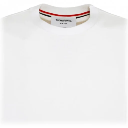 Thom Browne - White Cotton Tri Colour Striped Knit T-Shirt - Exclusive Luxury Collection - Avvenice