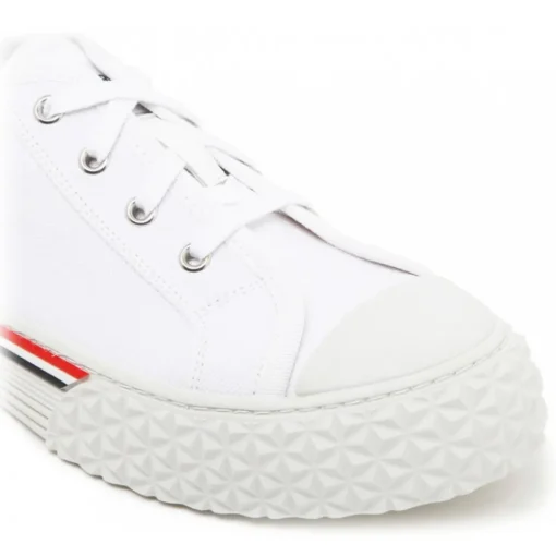 Thom Browne - White Cotton Stripe Trim Sneakers - Exclusive Luxury Collection - Avvenice^ Shoes