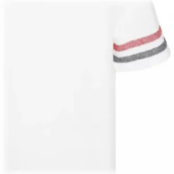 Thom Browne - White Cotton Tri Colour Striped Knit T-Shirt - Exclusive Luxury Collection - Avvenice