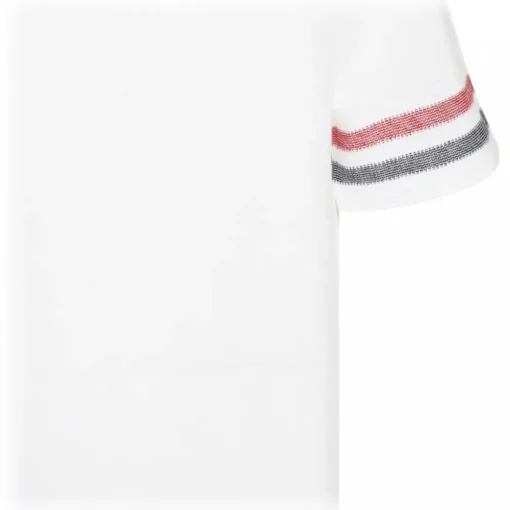 Thom Browne - White Cotton Tri Colour Striped Knit T-Shirt - Exclusive Luxury Collection - Avvenice