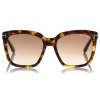 Tom Ford Eyewear Tom Ford - Amarra Sunglasses - Squared Acetate Sunglasses - Dark Havana - FT0502 - Sunglasses - - Avvenice^ Sunglasses & Eyewear