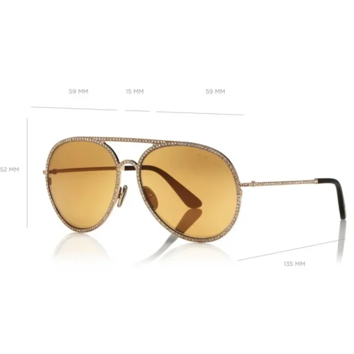Tom Ford Eyewear Tom Ford - Antibes Sunglasses - Pilot Metal Sunglasses - Rose Gold Brown - FT0728 - Sunglasses - - Avvenice