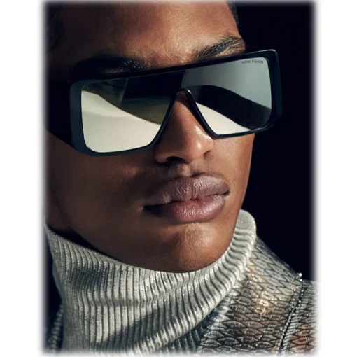 Tom Ford Eyewear Tom Ford - Atticus Sunglasses - Oversize Rectangular Acetate Sunglasses - FT0710 - Black Mirror - - Avvenice