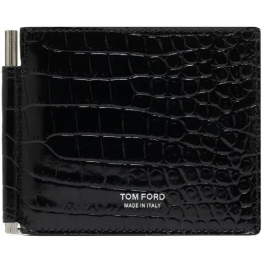 Tom Ford - Black Calf Leather in Cocco Print Effect - Exclusive Luxury Collection - Avvenice