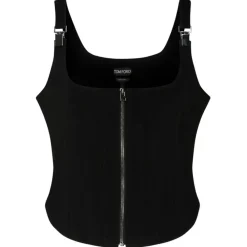 Tom Ford - Black Stretch Silk Corset Top - Exclusive Luxury Collection - Avvenice
