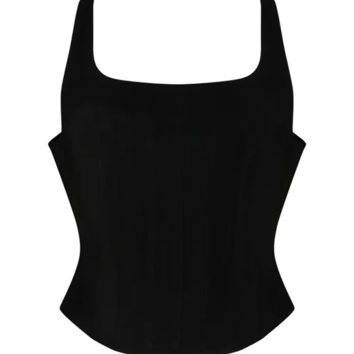 Tom Ford - Black Stretch Silk Corset Top - Exclusive Luxury Collection - Avvenice