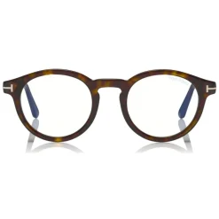 Tom Ford Eyewear Tom Ford - Blue Block Optical Glasses - Round Optical Glasses - Dark Havana - FT5529-B - Optical Glasses - - Avvenice^ Sunglasses & Eyewear