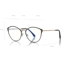 Tom Ford Eyewear Tom Ford - Blue Block Optical Glasses - Round Metal Optical Glasses - Black - FT5573-B - Optical Glasses - - Avvenice^ Sunglasses & Eyewear