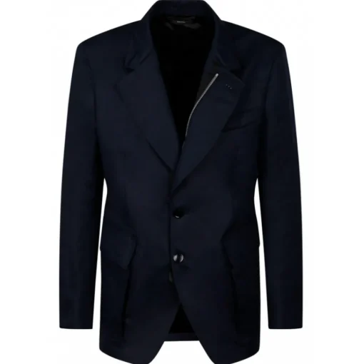 Tom Ford - Blue Cotton Blend Single Breasted Jacket - Exclusive Luxury Collection - Avvenice^ Jackets