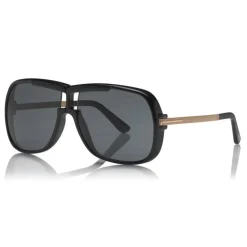 Tom Ford Eyewear Tom Ford - Caine Sunglasses - Navigator Acetate Sunglasses - Black - FT0800 - Sunglasses - - Avvenice
