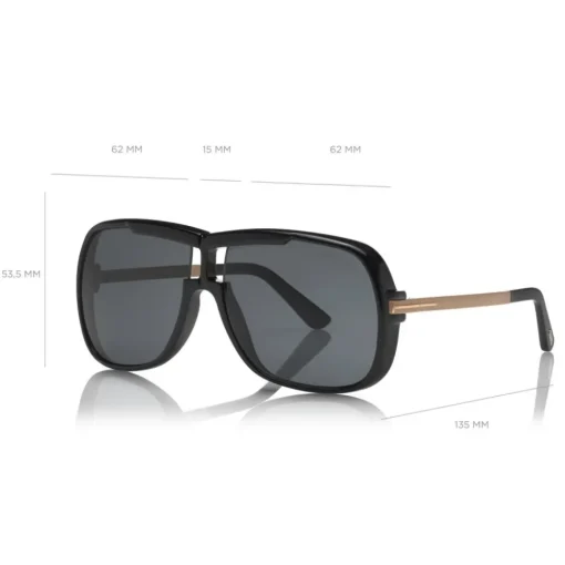 Tom Ford Eyewear Tom Ford - Caine Sunglasses - Navigator Acetate Sunglasses - Black - FT0800 - Sunglasses - - Avvenice