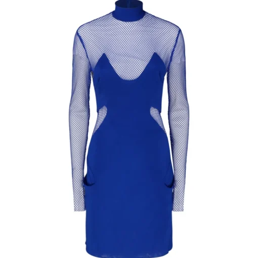 Tom Ford - Cobalt Blue Illusion Mesh Panel Mini Dress - Exclusive Luxury Collection - Avvenice^ Dresses